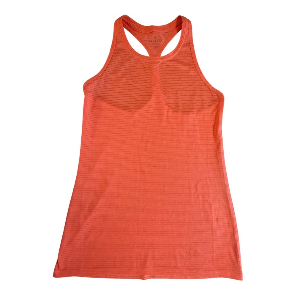 Athleta Womens XXS Coral Orange Striped Racerback Athletic Training Tank Top
